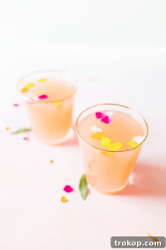 Floral Rose Champagne Cocktail Recipe Refined Rose: A Floral Champagne Cocktail 7 Rose Cocktail with Floral Sprinkles