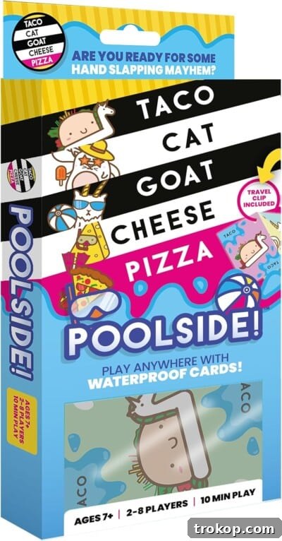 37 Must Have Beach Toys for Endless Vacation Entertainment 24 Taco Cat Goat Cheese Pizza - Poolside Edition – Waterproof Card Game for Outdoor Camping, Travel and Family Game Night