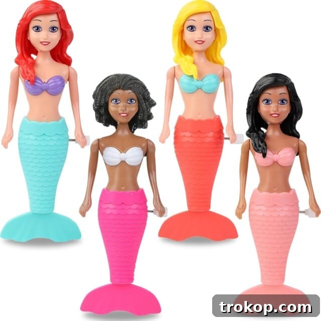 37 Must Have Beach Toys for Endless Vacation Entertainment 26 Mermaid Bath Toys for Toddlers Kids Girls - Princess Wind Up Tail Flap Floating Water Bathtub Toys, Swimming Pool Bathing Time Fun
