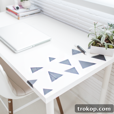 DIY geometric chalkboard desk