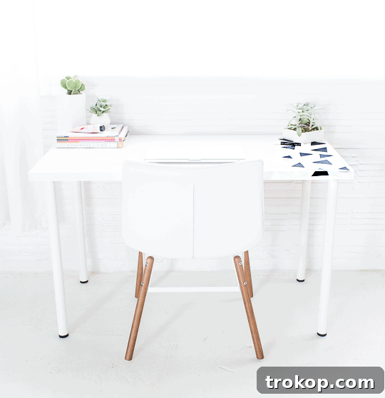 DIY geometric chalkboard desk with creative patterns