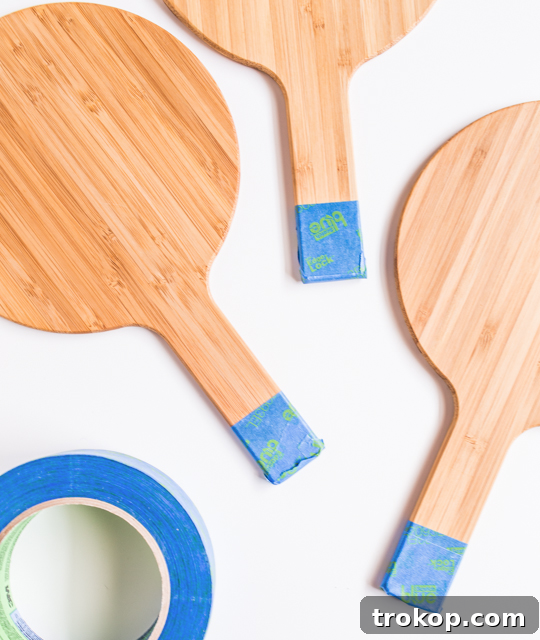 Stylish Color Block Trivet Project 6 Taping off handles on bamboo trivet