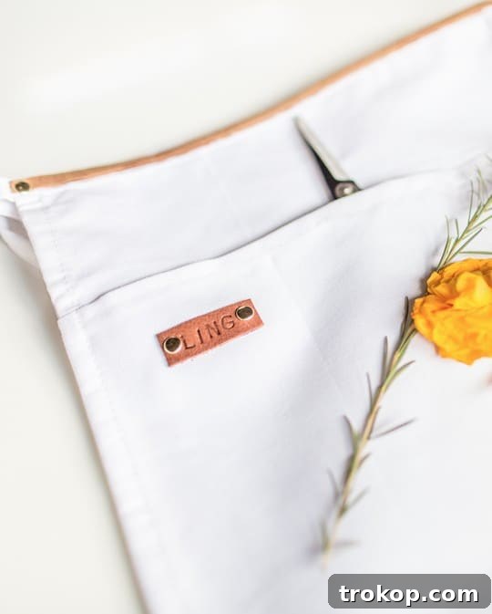 Whip Up a Stitchless Apron 8 Finished DIY no-sew apron with leather strap