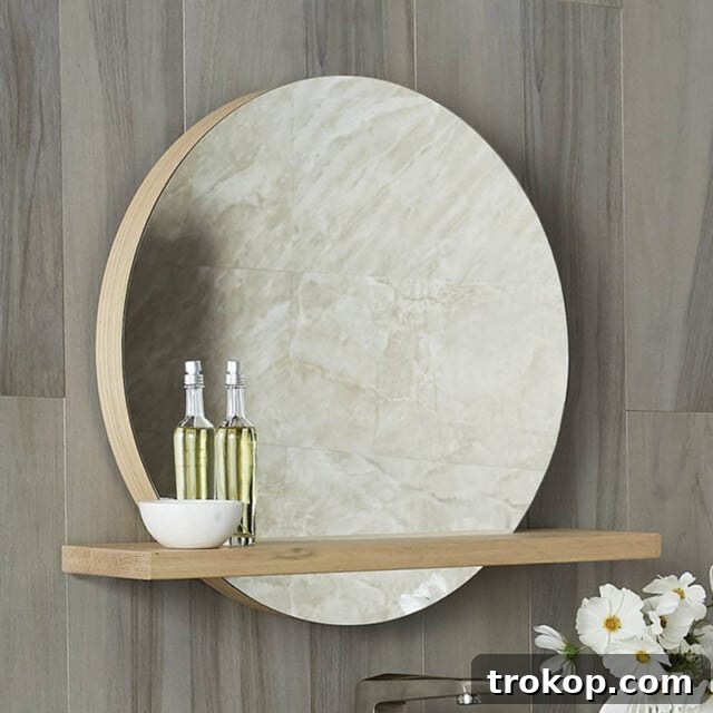Decorative Wall Mirrors So Stunning, You'll Wonder Where They've Been All Your Life 11 Solace Modern & Contemporary Bathroom/Vanity Mirror with natural oak finish