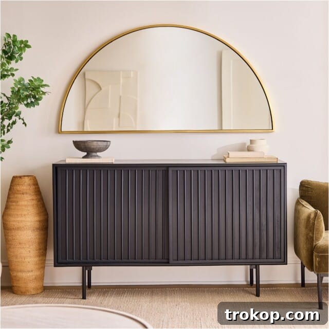 Decorative Wall Mirrors So Stunning, You'll Wonder Where They've Been All Your Life 15 Half Moon Wall Mirror, a minimalist modern accent piece