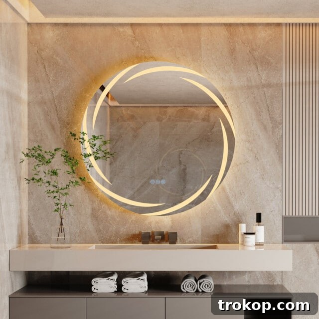 Decorative Wall Mirrors So Stunning, You'll Wonder Where They've Been All Your Life 17 Glenis Round LED Mirror, a smart choice for modern bathrooms
