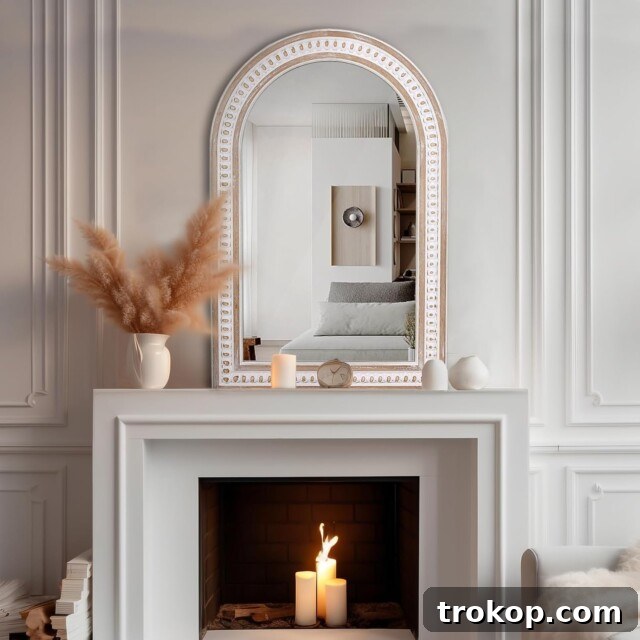 Decorative Wall Mirrors So Stunning, You'll Wonder Where They've Been All Your Life 23 Boho Wooden Arched Wall Mirror with Beaded, Rustic Farmhouse Decorative Arch Mirrors