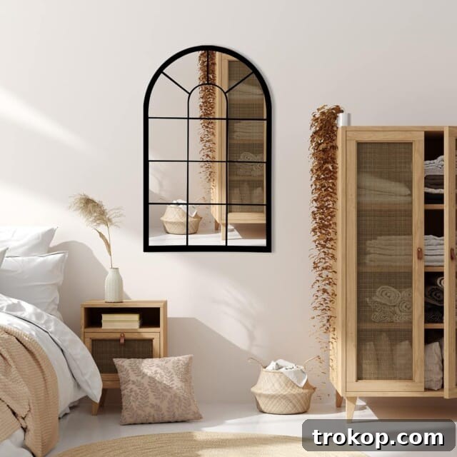 Decorative Wall Mirrors So Stunning, You'll Wonder Where They've Been All Your Life 27 Black Arched Window Mirror, Farmhouse Decorative Wall Mirrors to open up spaces