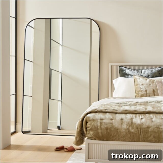 Decorative Wall Mirrors So Stunning, You'll Wonder Where They've Been All Your Life 4 Streamline Oversized Wide Arch Metal Floor Mirror for spacious interiors