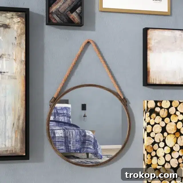 Decorative Wall Mirrors So Stunning, You'll Wonder Where They've Been All Your Life 31 Roper Accent Mirror with nautical charm and jute rope hanger