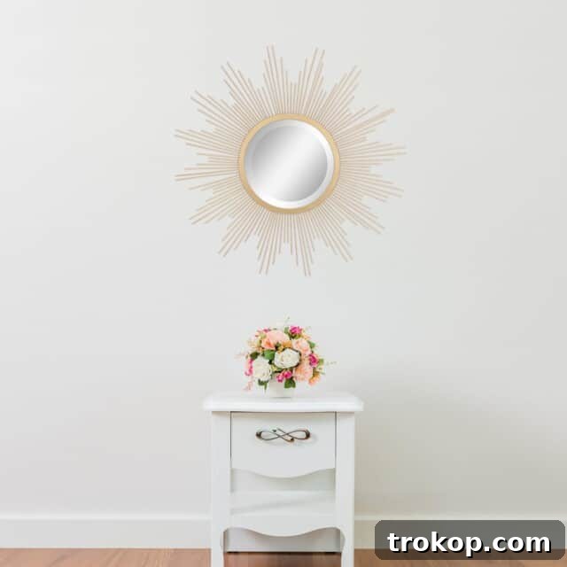 Decorative Wall Mirrors So Stunning, You'll Wonder Where They've Been All Your Life 6 Starburst Hanging Wall Mirror as a vibrant wall art piece