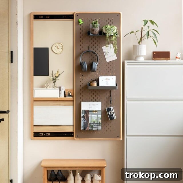 Decorative Wall Mirrors So Stunning, You'll Wonder Where They've Been All Your Life 9 Wayshome Full Length Mirror with Storage, Solid Beech Wood Wall Mirror, Multifunctional Design Panel Moveable