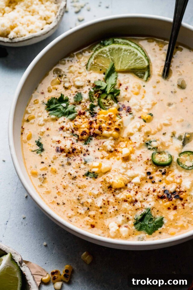 Rich and creamy Mexican street corn soup (Esquites-inspired)