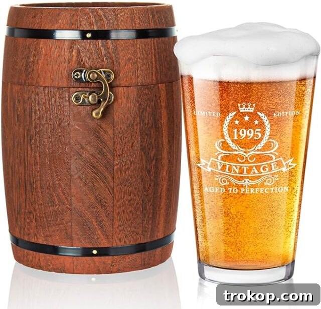 Aged to Perfection Beer Glass, vintage style, for a 30th birthday