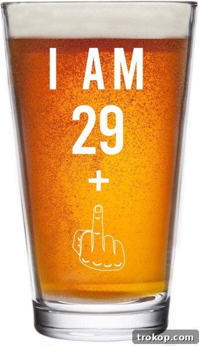 Humorous '29 + 1 Middle Finger' 30th Birthday Glass