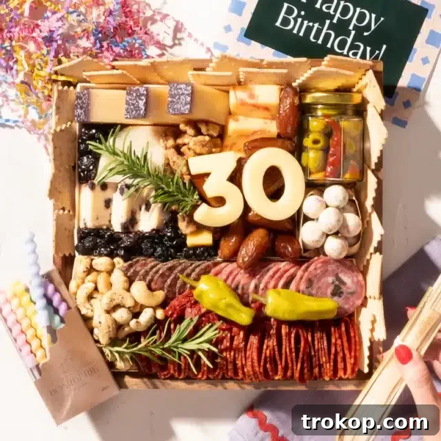 Birthday Classic Cheese & Charcuterie Board, a gourmet gift delivered party-ready