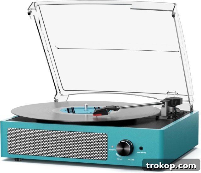 Bluetooth Vinyl Record Player, a 3-Speed Turntable with Stereo Speakers