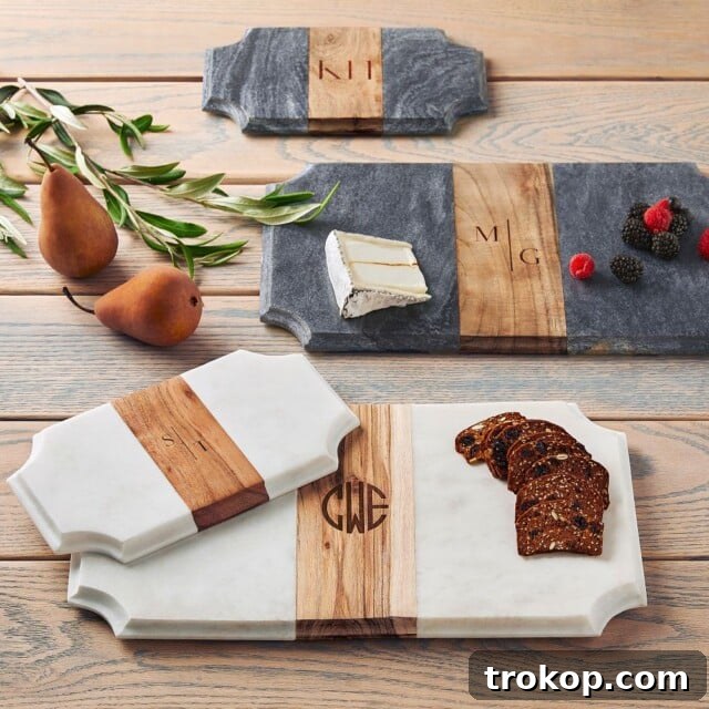 Monogrammed Wood & Marble Board, a versatile serving piece