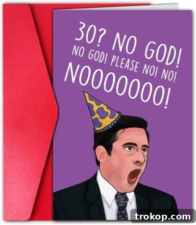 Humorous 'The Office' themed birthday card featuring Michael Scott