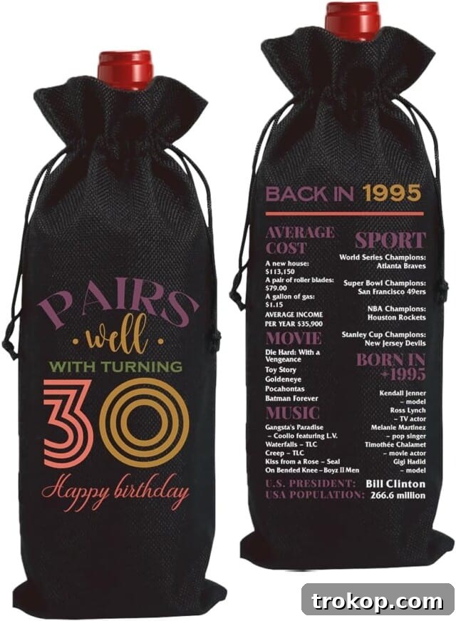 Pairs Well with Turning 30 Wine Bottle Bag, a humorous gift accessory
