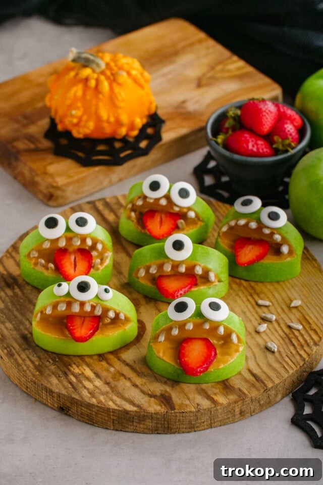 Ghoulishly Good Halloween Party Bites 14 Halloween Apple Monster Mouth