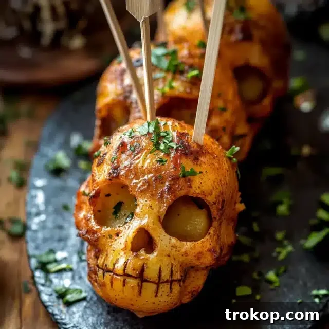 Ghoulishly Good Halloween Party Bites 21 Spooky Skull Potatoes for Halloween recipes