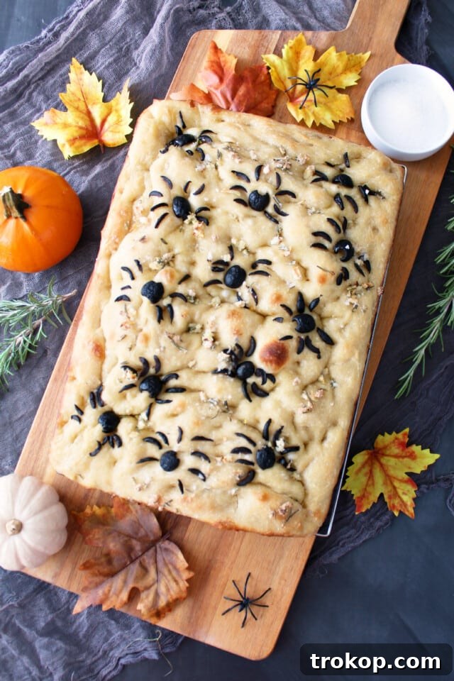 Ghoulishly Good Halloween Party Bites 23 Spider Olive Focaccia Bread Recipe for Halloween recipes