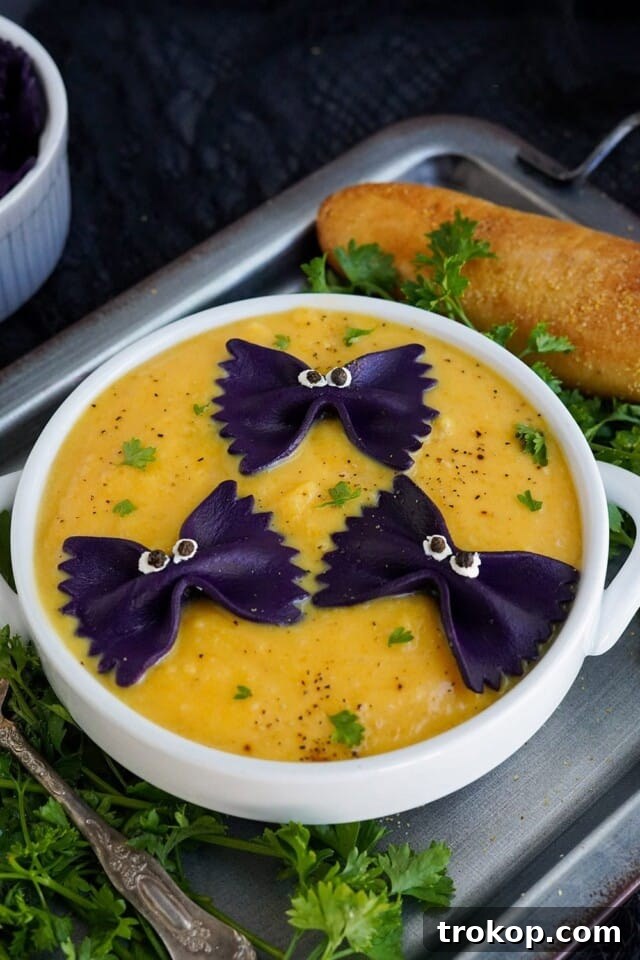 Ghoulishly Good Halloween Party Bites 26 Halloween Butternut Squash Bat Soup