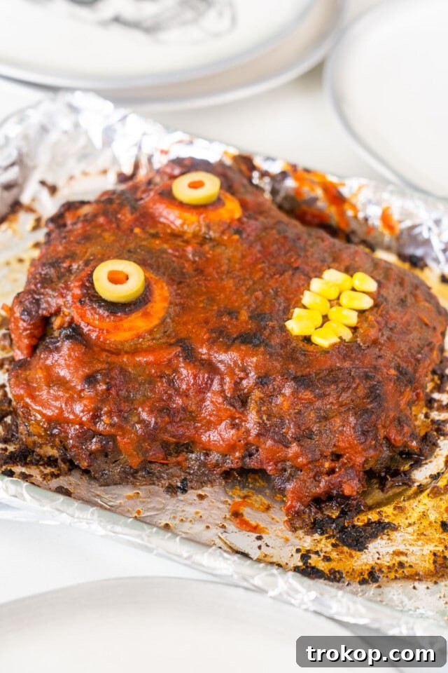 Ghoulishly Good Halloween Party Bites 32 Zombie Meatloaf recipe for Halloween recipes for adults