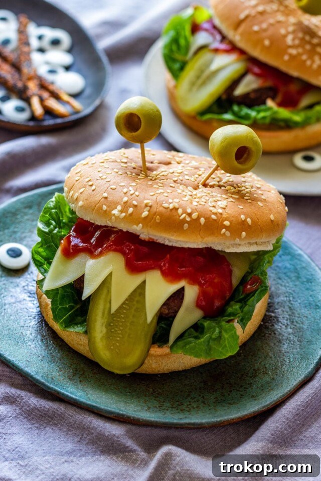 Ghoulishly Good Halloween Party Bites 35 Halloween Monster Burgers Recipe
