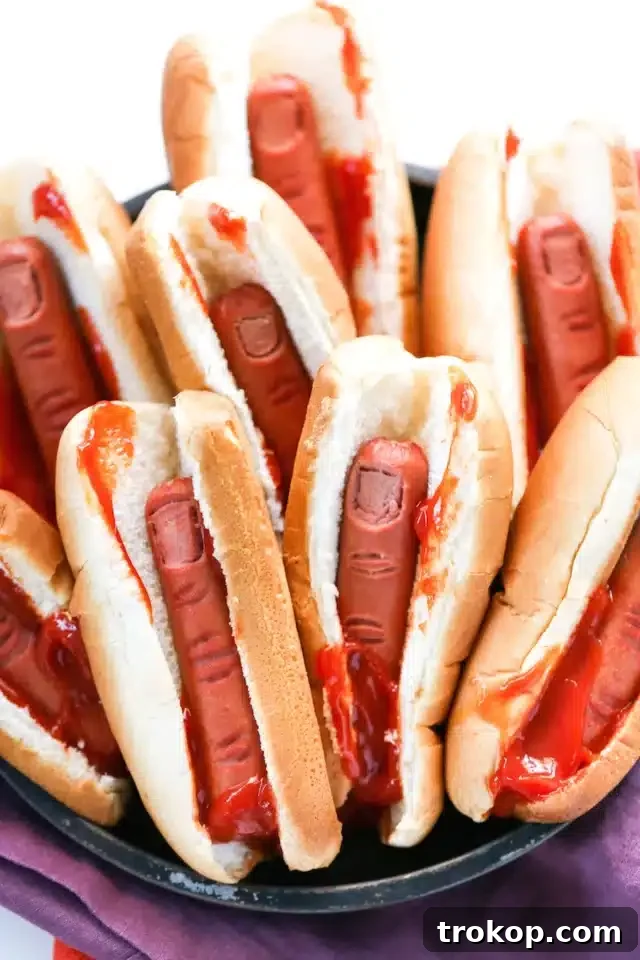Ghoulishly Good Halloween Party Bites 39 Bloody Finger Hot Dogs for Halloween party food ideas