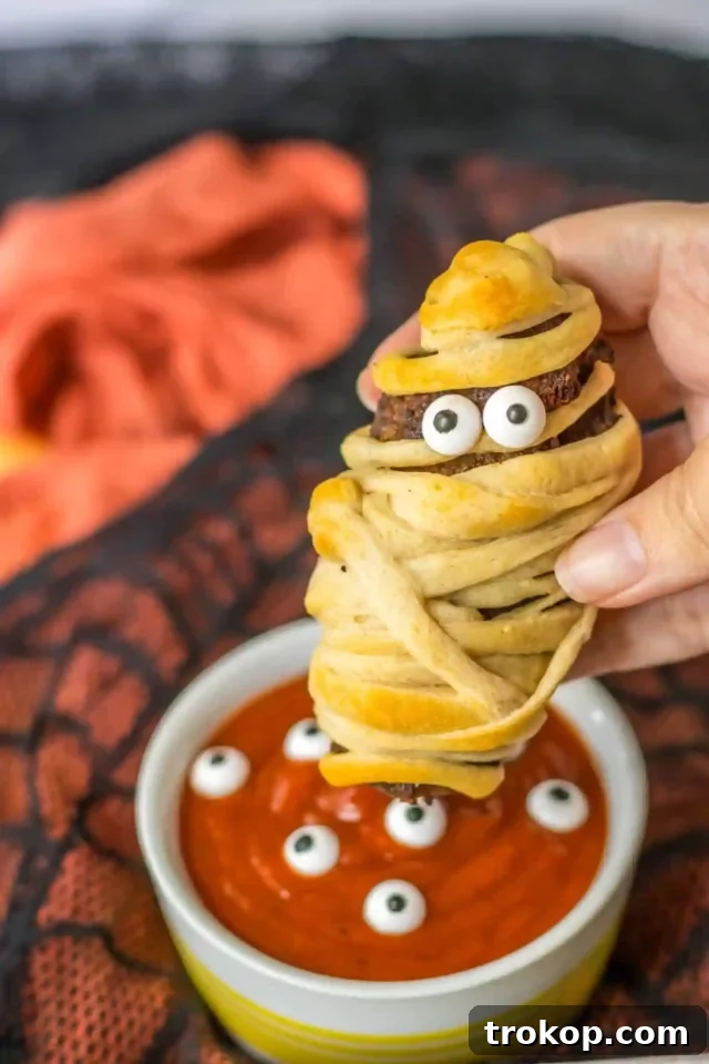 Ghoulishly Good Halloween Party Bites 51 Mummy Meatballs Recipe for Halloween recipes