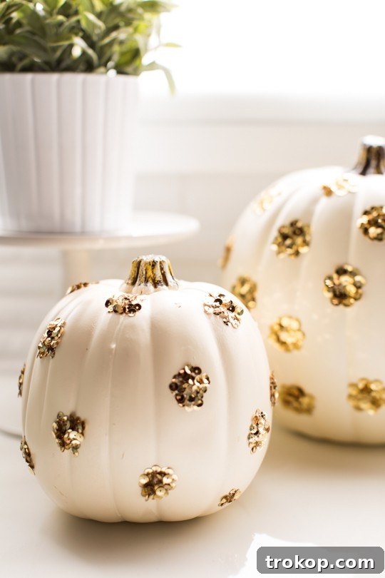 Sparkling Polka Dot Pumpkin Craft 3 Easy No-Carve Sequin Pumpkin Craft for Autumn
