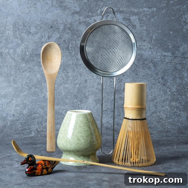 Matcha Whisk Set with bamboo whisk and ceramic holder, gifts under $10
