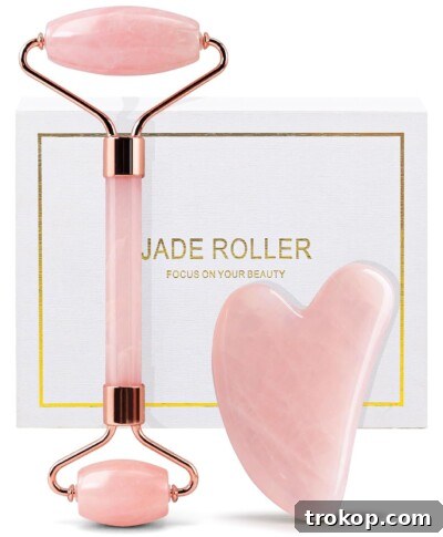 Jade Roller & Gua Sha Set made of rose quartz, gifts under $10 for her