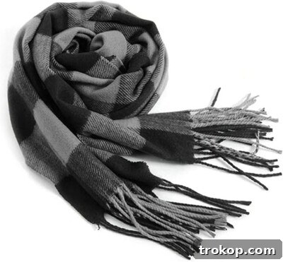 Men's Plaid Scarf with tassel edges, stylish gifts under $10 for him