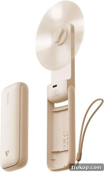 Aecooly Slim Portable Fan, thin handheld fan for gifts under $10