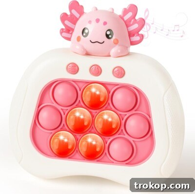 Axolotl Pop Push Game Toy with lights and sound, gifts under $10 for kids