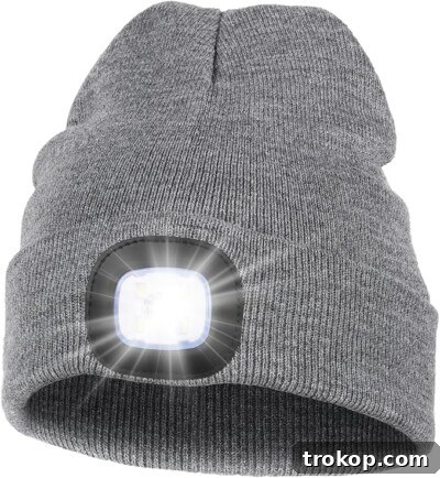 Unisex Beanie Hat with Built-in LED Headlamp, perfect gift under $10