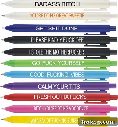 Funny Adult Ballpoint Pen Set with humorous phrases, great gifts under $10