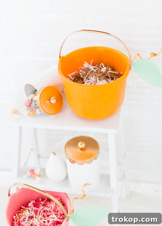 Craft Your Own Jack-o'-Lantern Candy Pail 5 DIY pumpkin candy bucket | sugarandcloth.com