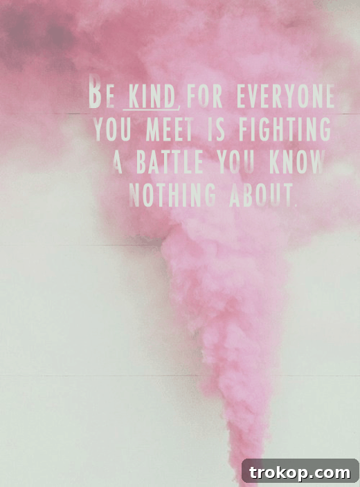 Inspiring quote 'Be Kind For Everyone You Meet' in a studio setting, symbolizing resilience amidst challenges