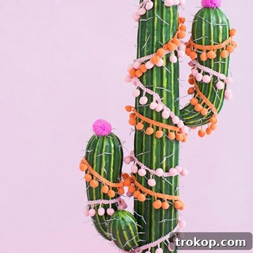 A charming potted faux cactus Christmas tree, ready for holiday display.