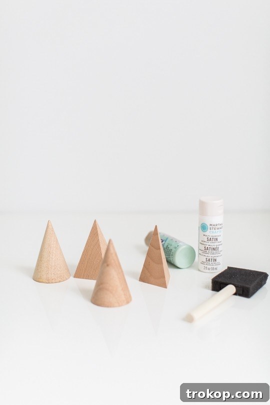 Step 1: Gather your supplies for DIY Wooden Christmas Trees