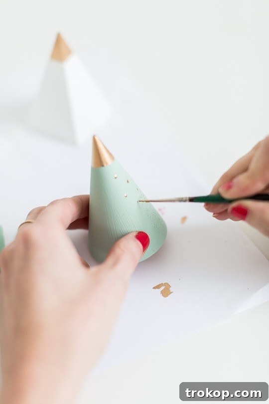 Step 3: Finishing touches on DIY Mini Wooden Christmas Trees