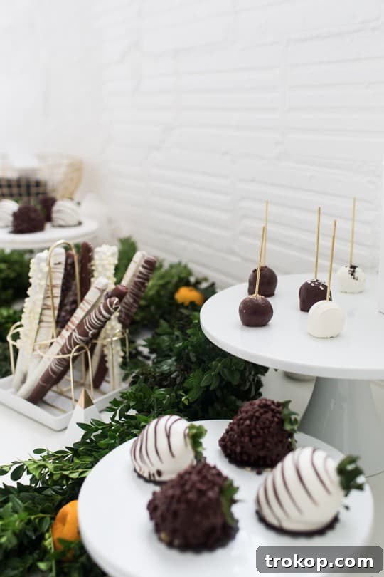 Close-up of brass food picks showcasing their elegant design and use with desserts.
