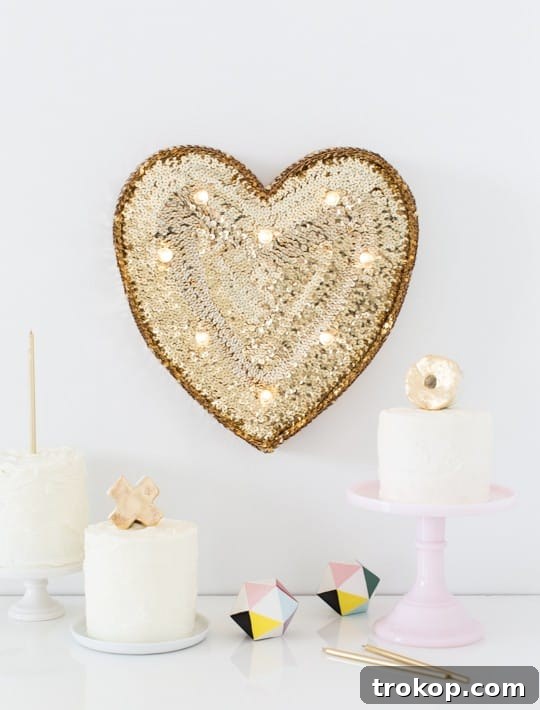 DIY Sparkling Heart Marquee 13 Illuminated sequin marquee heart