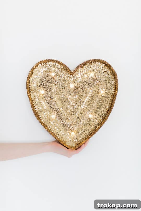 DIY Sparkling Heart Marquee 4 Materials for DIY sequin marquee heart