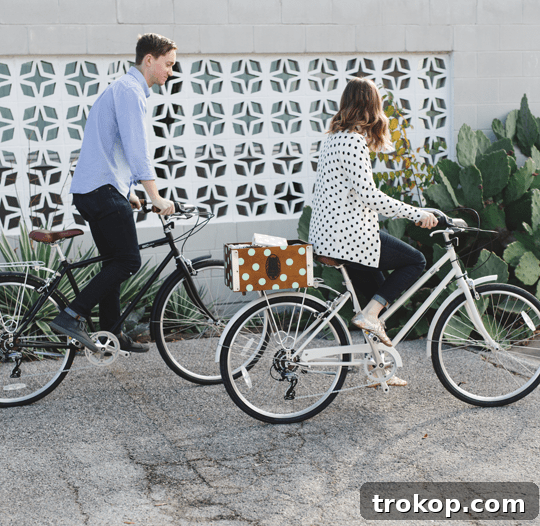 Daytime Adventures for Two 5 A close-up of the bicycle with a charming polka dot basket, showcasing a personalized touch for the date.