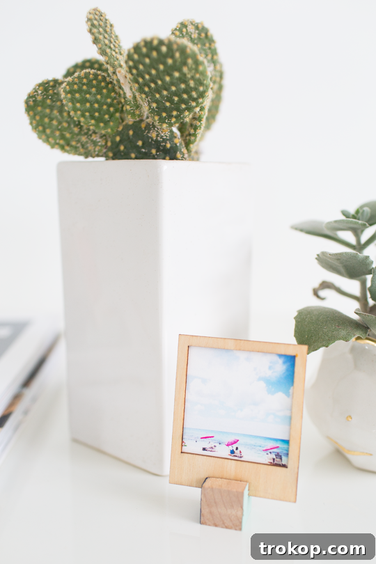 Wooden DIY Photo Display for Cherished Memories 4 Finished DIY wooden Polaroid stands - showcasing handcrafted displays